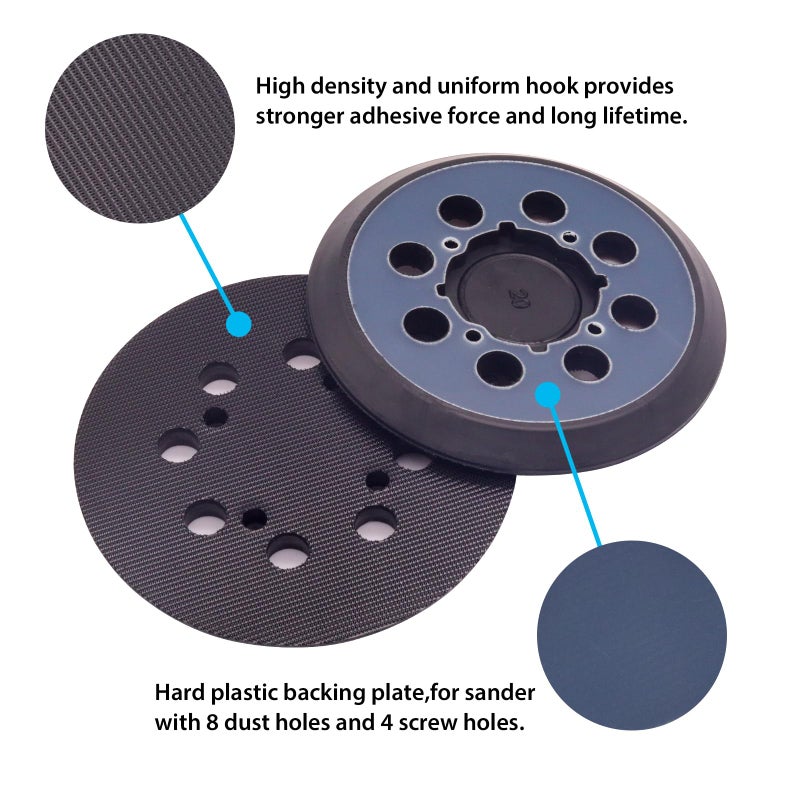 SHUTTLE GENIUS 5"" Orbital Sander Replacement Pads for Dewalt, 5 Inch 8 Hole Hook and Loop Sander Pad for DeWalt DWE64233 & N329079 Compatible with DWE6423/6423K, DWE6421/6421K, DWE6421-B2/B3, DCW210B(1 Pack) - Image 4